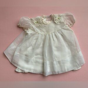 Vintage White Baby Dress with Lace Details